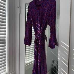 Boden Blue and Red Floral Midi Dress